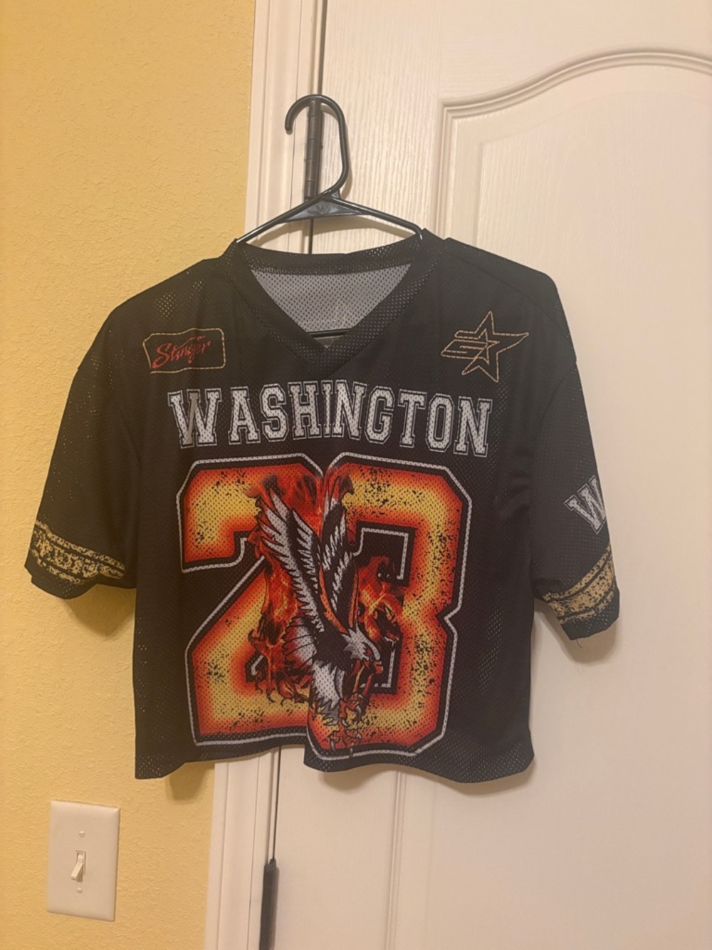 Washington Black Mesh Jersey Top with Eagle Graphic